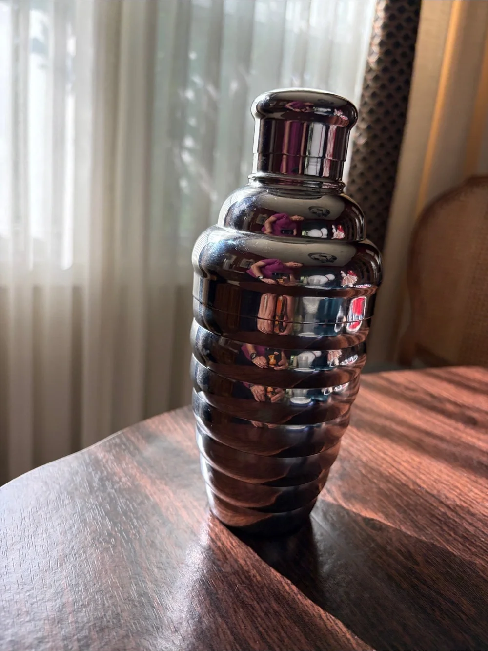Crate&Barrel Beehive Stainless Steel Silver Cocktail Shaker